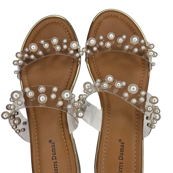 Pierre Dumas Pearl Embellished Lucite Slide Sandals Women's Size 8.5 - Picture 8 of 15
